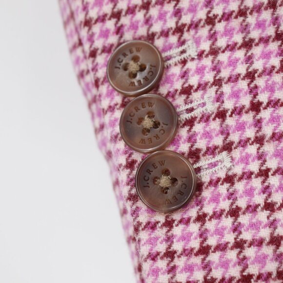 J Crew Blazer Women 00P Plaid Houndstooth One Button Wool Blend Classic tweed - Picture 3 of 12